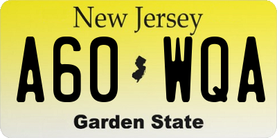 NJ license plate A60WQA