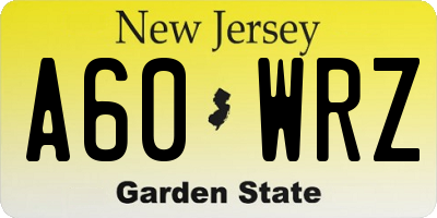 NJ license plate A60WRZ
