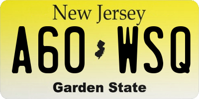 NJ license plate A60WSQ