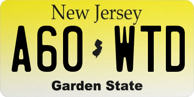 NJ license plate A60WTD