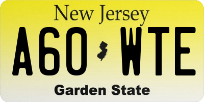 NJ license plate A60WTE