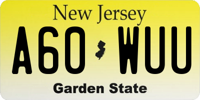 NJ license plate A60WUU