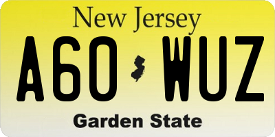 NJ license plate A60WUZ