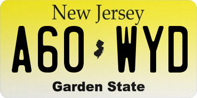 NJ license plate A60WYD