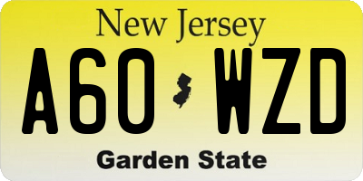 NJ license plate A60WZD