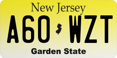 NJ license plate A60WZT