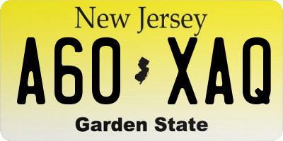 NJ license plate A60XAQ