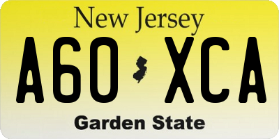 NJ license plate A60XCA