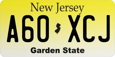 NJ license plate A60XCJ