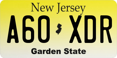 NJ license plate A60XDR
