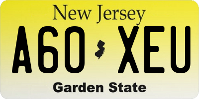NJ license plate A60XEU