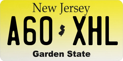 NJ license plate A60XHL