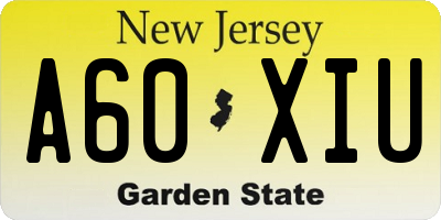 NJ license plate A60XIU