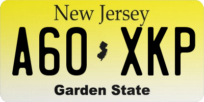 NJ license plate A60XKP