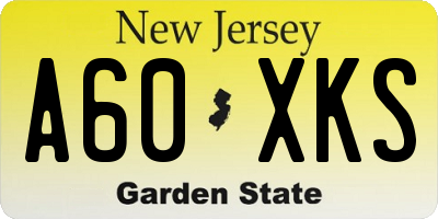 NJ license plate A60XKS