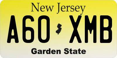 NJ license plate A60XMB