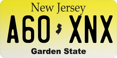 NJ license plate A60XNX