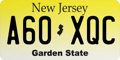 NJ license plate A60XQC