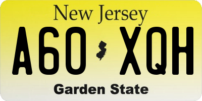 NJ license plate A60XQH