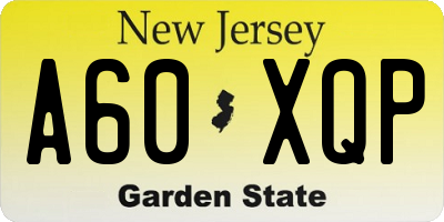 NJ license plate A60XQP