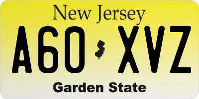 NJ license plate A60XVZ