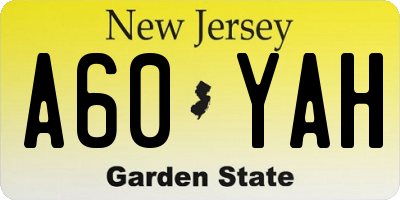 NJ license plate A60YAH