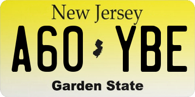 NJ license plate A60YBE