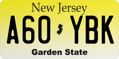 NJ license plate A60YBK