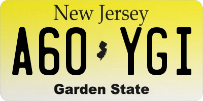 NJ license plate A60YGI