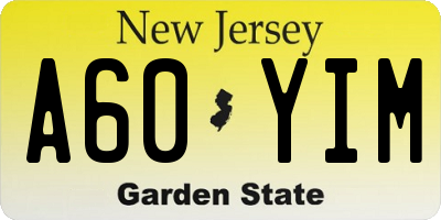 NJ license plate A60YIM