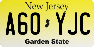 NJ license plate A60YJC