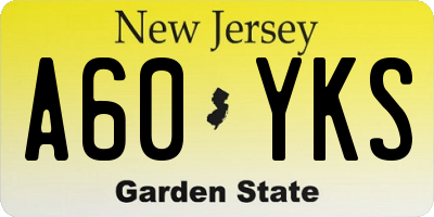 NJ license plate A60YKS