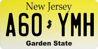 NJ license plate A60YMH