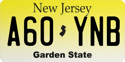 NJ license plate A60YNB