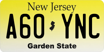 NJ license plate A60YNC