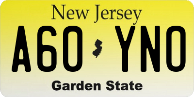 NJ license plate A60YNO