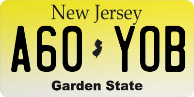NJ license plate A60YOB