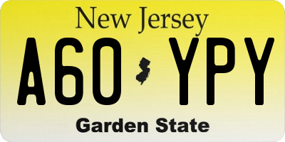 NJ license plate A60YPY