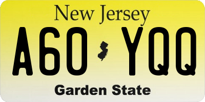 NJ license plate A60YQQ