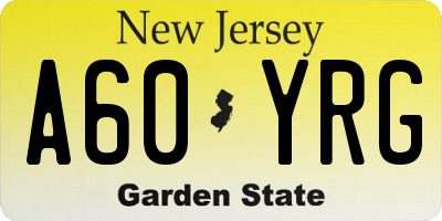 NJ license plate A60YRG