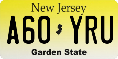 NJ license plate A60YRU