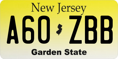 NJ license plate A60ZBB