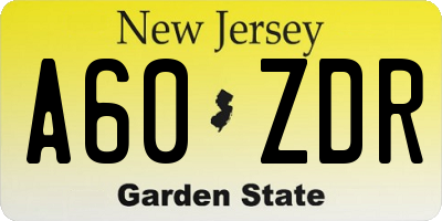 NJ license plate A60ZDR