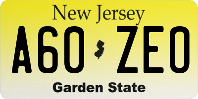 NJ license plate A60ZEO