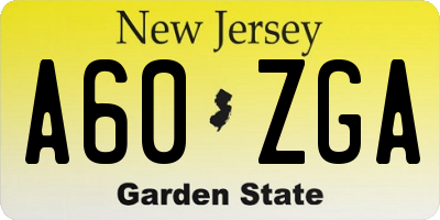 NJ license plate A60ZGA