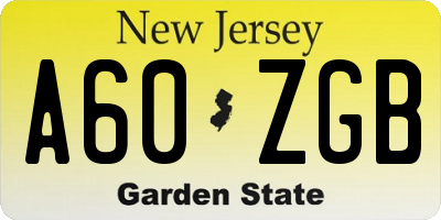 NJ license plate A60ZGB