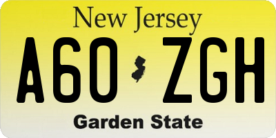 NJ license plate A60ZGH