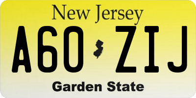 NJ license plate A60ZIJ