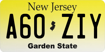 NJ license plate A60ZIY