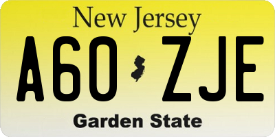 NJ license plate A60ZJE